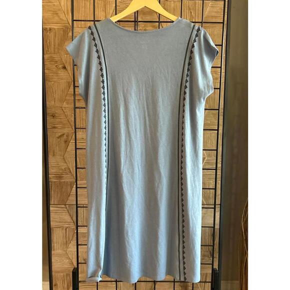 J. Jill Womens Dress Sz Medium Blue Cap Sleeve V Neck Embroidered Classic - Picture 4 of 6